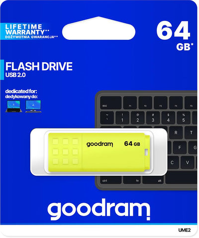 Pendrive GoodRAM 64GB UME2 yellow USB 2.0 - retail blister