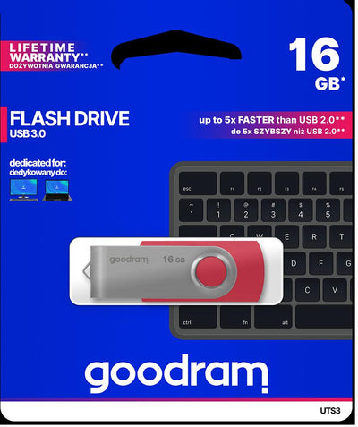 Pendrive GoodRAM 16GB UTS3 RED USB 3.0 - retail blister