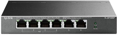 Switch desktop 6 port 10/100Mbps con 4 porte PoE+ TL-SF1006P