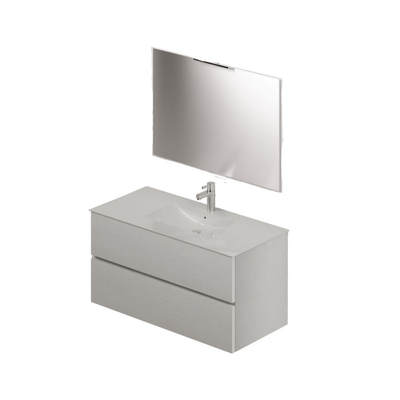 Mobile bagno con lavabo e specchio da 100 bianco frassinato Effezeta Italia