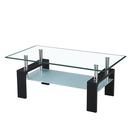 Tavolino Titania con doppio piano in vetro temperato e struttura colore nero Effezeta Italia