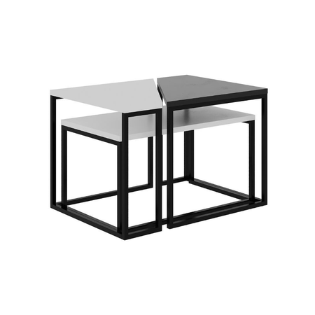 Set tre tavolini OhLady colore bianco e antracite con gambe nere Effezeta Italia