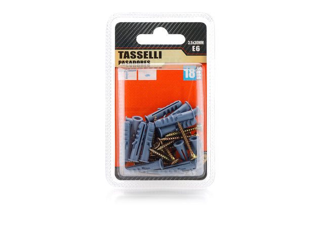 Kit 18 pcs Tasselli &Oslash6x30mm Con Viti 3,5x30mm