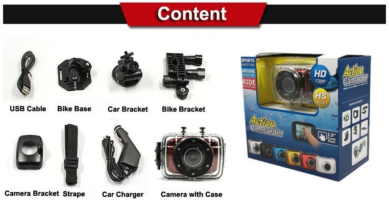 Videocamera Digitale Hd 2.0" 720p Race Action Sport Camera Subacquea Casco Moto Elettronica/Foto e videocamere/Video e fotografia subacquea/Fotocamere subacque Trade Shop italia - Napoli, Commerciovirtuoso.it