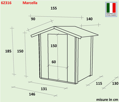 Casetta Bh16 Marcella 146x130 mm PSC pefc Casetta da Giardino