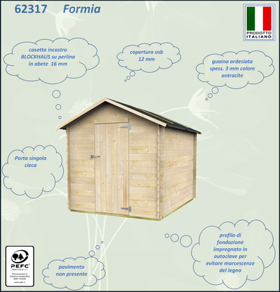 Casetta Bh16 Formia 178x218 cm PSC pefc Casetta da Giardino Alce
