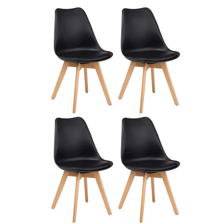 MARGOT - set di 4 sedie moderne imbottita con gambe in legno Nero 