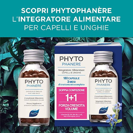 Phyto Phytophanere Integratore 1+1 Alimentare Naturale Fortificante per  Capelli e Unghie, Dona Forza, Crescita e Volume, senza Siliconi, Confezione  da 180 Capsule - commercioVirtuoso.it