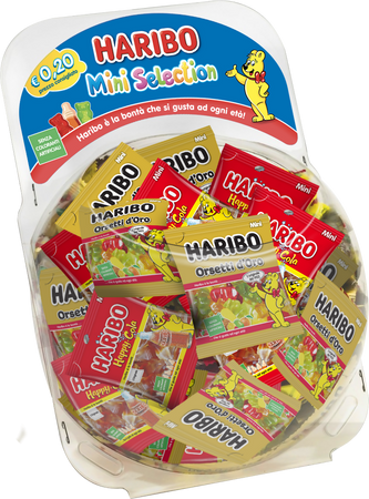 Haribo mini selection, caramelle gommose, gusto frutta, ideali per feste - 150 bustine da 12gr [1800gr]