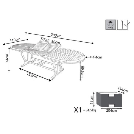 GENIUS - tavolo da giardino allungabile in legno massiccio di acacia 200/300x110 Marrone Milani Home