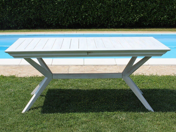 CAESAR - tavolo da giardino allungabile in legno massiccio di acacia 150/200x90 Bianco Milani Home