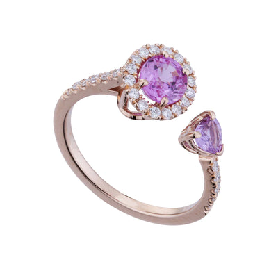 Anello donna GOLAY ACLC305DZP Oro 18kt zaffiro Pink Ovale 5X5 e cuore ct 0,95 con diamanti Ct. 0,23.