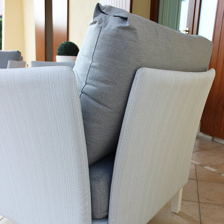 OPUS - salotto da giardino 3 posti in alluminio completo di cuscini Bianco Milani Home