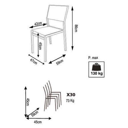 AULUS - sedia da giardino in alluminio e textilene impilabile Tortora