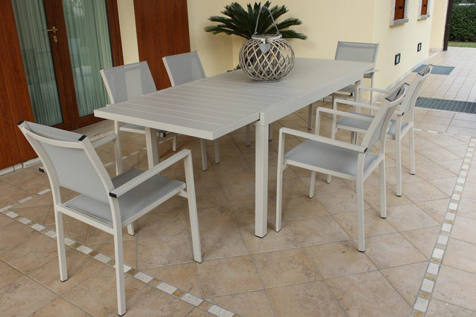 DEXTER - tavolo da giardino allungabile in alluminio 160/240x90 Tortora Milani Home