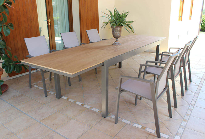 VIDUUS - tavolo da giardino in alluminio 200/300x95 Taupe Milani Home