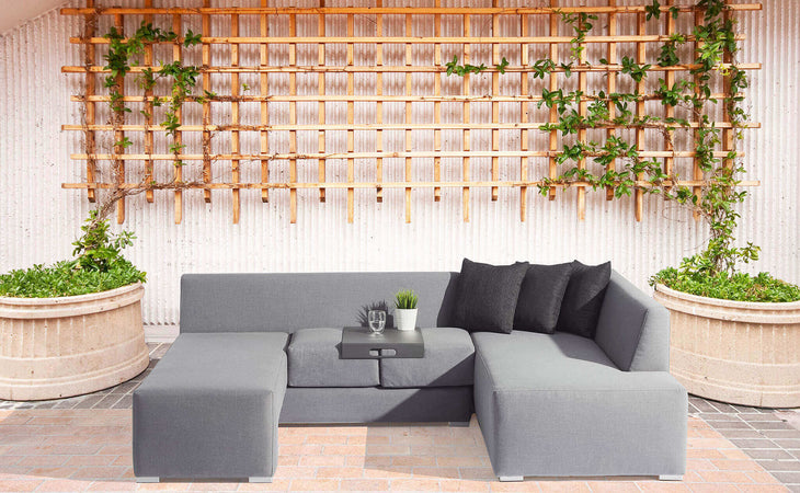 ALBERTUS - salotto da giardino angolare in alluminio con tavolino Grigio Milani Home