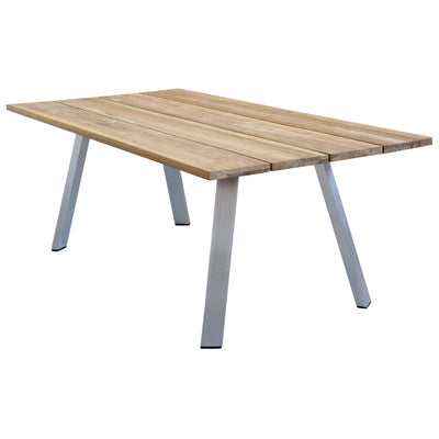 SALTUS - tavolo da giardino in alluminio e teak riciclato 200x100 Grigio Milani Home