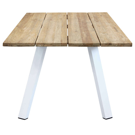 SALTUS - tavolo da giardino in alluminio e teak riciclato 200x100 Bianco Milani Home