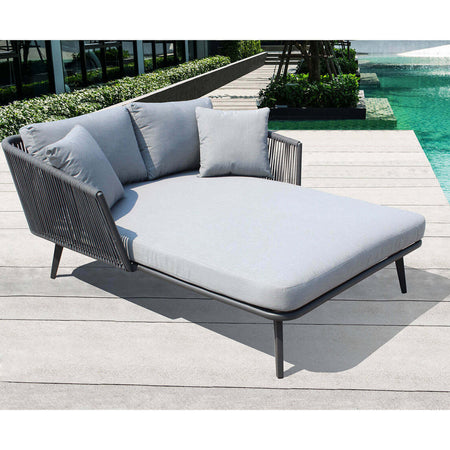 URANUS - divano letto da giardino in alluminio e corda completo di cuscini Antracite Milani Home
