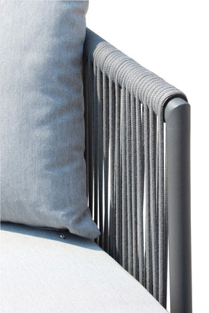 URANUS - divano letto da giardino in alluminio e corda completo di cuscini Antracite Milani Home