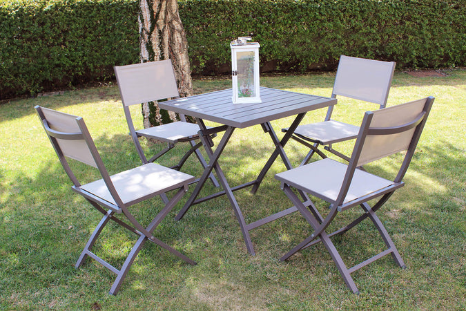 GAJA - sedia da giardino in alluminio e textilene pieghevole salvaspazio Taupe Milani Home