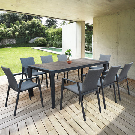 BEN - tavolo da giardino in alluminio con piano in ceramica cm 195x90 Antracite Milani Home