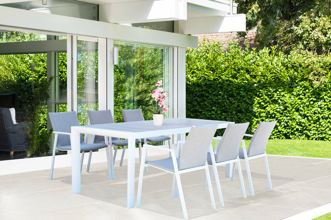 BEN - tavolo da giardino in alluminio con piano in ceramica cm 195x90 Bianco Milani Home