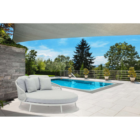 WAVEL - divano da giardino circolare in alluminio con cuscini Grigio chiaro Milani Home