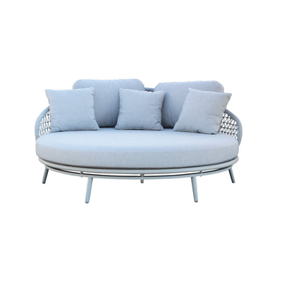 WAVEL - divano da giardino circolare in alluminio con cuscini Grigio chiaro