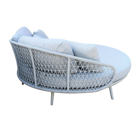 WAVEL - divano da giardino circolare in alluminio con cuscini Grigio chiaro Milani Home