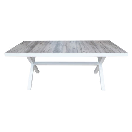 GRES - tavolo da giardino in alluminio e ceramica effetto legno cm 200 x 100 x 75 h Bianco Milani Home
