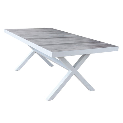 GRES - tavolo da giardino in alluminio e ceramica effetto legno cm 200 x 100 x 75 h Bianco