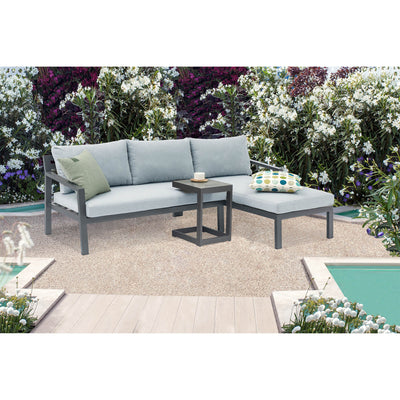 DRAG - divano da giardino in alluminio con tavolino D.70/135x75/140x75/T.32x40x53 Antracite Milani Home