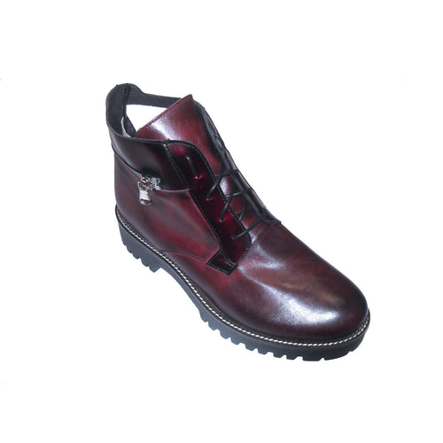 Stivaletto donna con carro armato Exton tronchetto bordeaux suola in gomma Stivali Combat Boots Donna Made in Italy tronchetto donna L'Orchidea - Siderno, Commerciovirtuoso.it