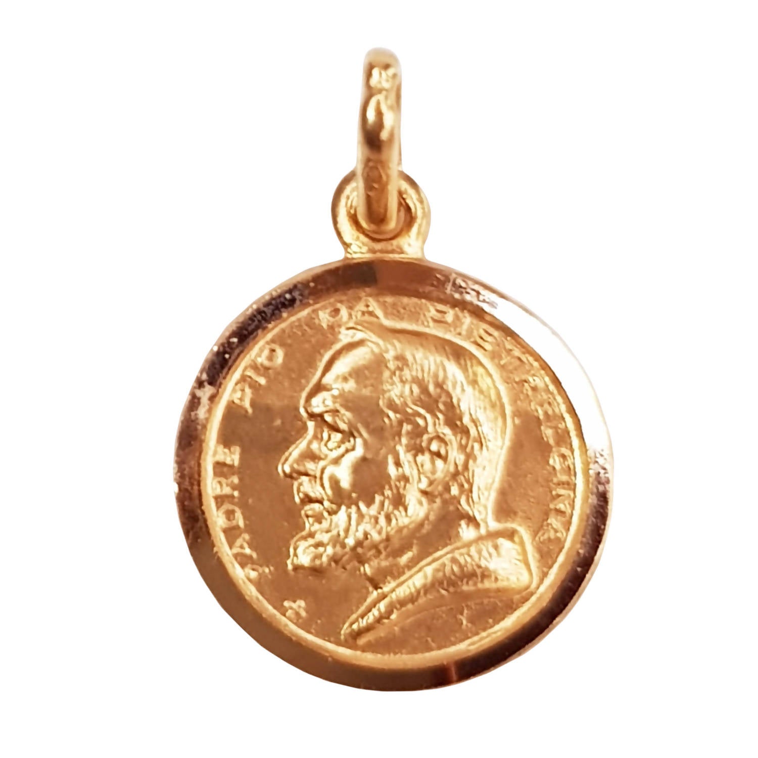 Medaglia Santo Padre Pio in Oro giallo 750 millesimi 18 kt Pendente  Religioso Artigianale Made in Italy - commercioVirtuoso.it