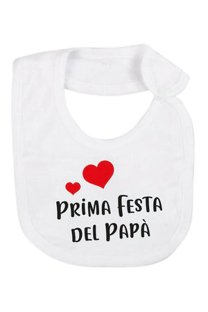 BabyVip Bavetta in cotone con stampa "Prima festa della Mamma" o "Prima festa del Papà" divertente, funny, colorato, simpatico