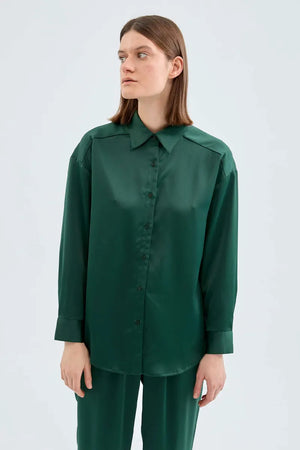 COMPANIA FANTASTICA | Camicia verde satinata