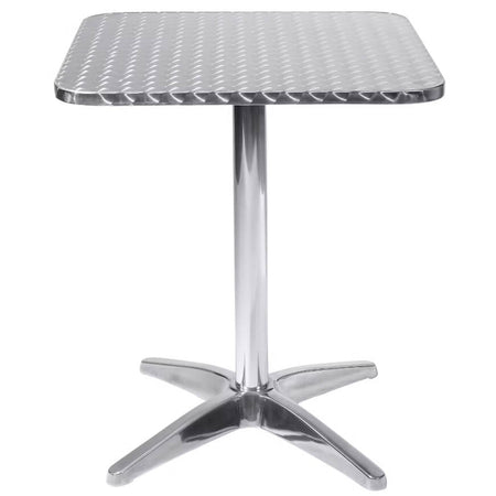 tavolo quadrato a colonna in acciaio e alluminio waterproof 70x70 Grigio Milani Home