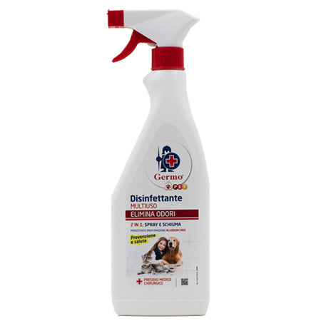GermoPet Disinfettante Multiuso 2 in 1 Spray e Schiuma elimina odori GERMO  disinfettante spray per animali domestici 750ml - commercioVirtuoso.it