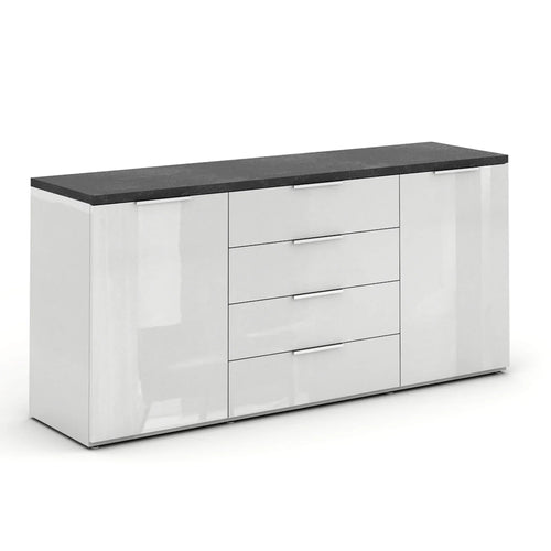Cassettiera multiuso Mundi con 4 cassetti e 2 ante Nero e Bianco h 82 cm Casa e cucina/Organizzazione interni/Porta oggetti cassetti e scaffali/Cassettiere Decor Space - Altamura, Commerciovirtuoso.it