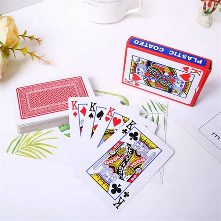 Carte da gioco francesi plastificate per poker ramino las vegas scala 40 mazzo da 52 carte e 2 matte con 6 dadi