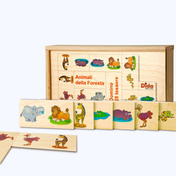 Dida - Domino Animali della Foresta - Domino in Legno per Bambini Gioco da  Tavolo composto da 28