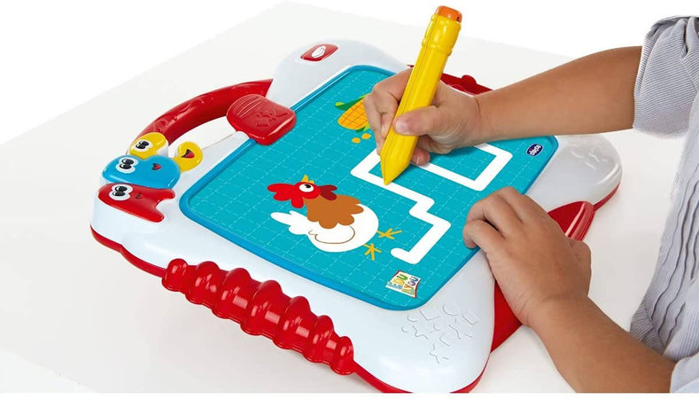 Chicco Lavagna Leggi & Scrivi, Lavagna Cancellabile Bambini con Schermo LCD  e Set di Carte, Esercizi