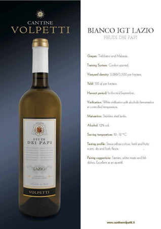 Cantine Volpetti vino bianco IGT Lazio Bottiglia 750ml imballo sicuro vino Non solo caffè online - Albano Laziale, Commerciovirtuoso.it