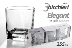 art. elegant 3 Bicchieri Set tris bicchieri in vetro con base quadrata vino o acqua 255ml art. Elegant casalinghi L'Orchidea - Siderno, Commerciovirtuoso.it
