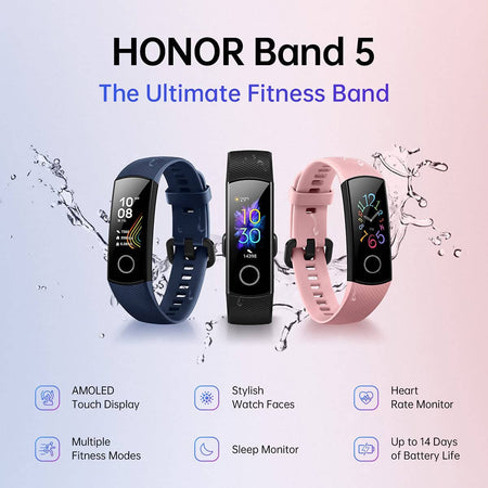 Honor Band 5 Smartwatch Nero by Huawei Schermo Amoled Fitness Band  cardiofrequenzimetro HONOR [RIGENERATO] - commercioVirtuoso.it