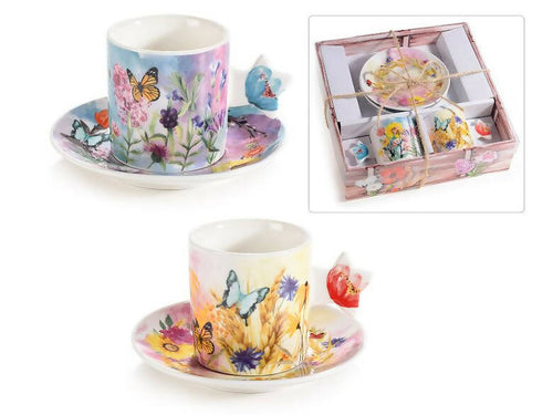 Set Di 2 Tazzine Da Caffè E 2 Piattini In Porcellana Fantasia fiori Di Campo In Scatola Regalo 14zero3 Casa e cucina/Stoviglie/Piatti ciotole e vassoi/Tazze e piattini/Tazzine da caffè Sogno Shop - Assisi, Commerciovirtuoso.it