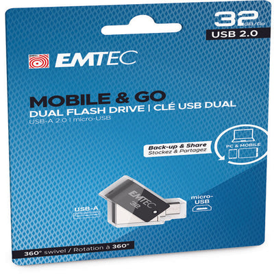 Emtec - Dual USB2.0 T260 - micro-USB - ECMMD32GT262B - 32GB Elettronica/Informatica/Dispositivi archiviazione dati/Dispositivi archiviazione dati esterni/PenDrive Eurocartuccia - Pavullo, Commerciovirtuoso.it