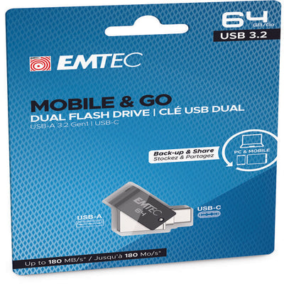Emtec - Dual USB3.2 T260 - Type-C - ECMMD64GT263C - 64GB Elettronica/Informatica/Dispositivi archiviazione dati/Dispositivi archiviazione dati esterni/PenDrive Eurocartuccia - Pavullo, Commerciovirtuoso.it